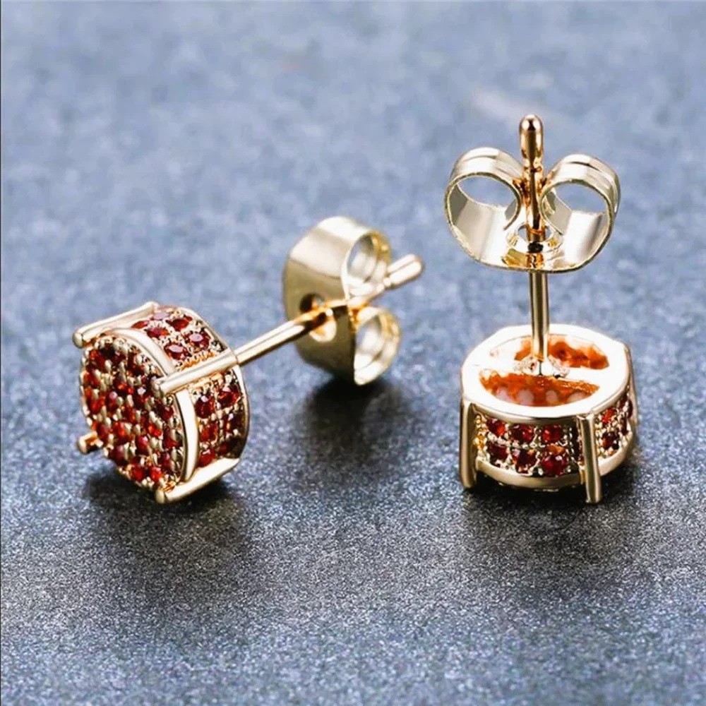 2ct Red Ruby 14K Gold Womens Earrings Studs Stud Jewelry 2 ct 14 K NEW Ladies - Picture 2 of 5